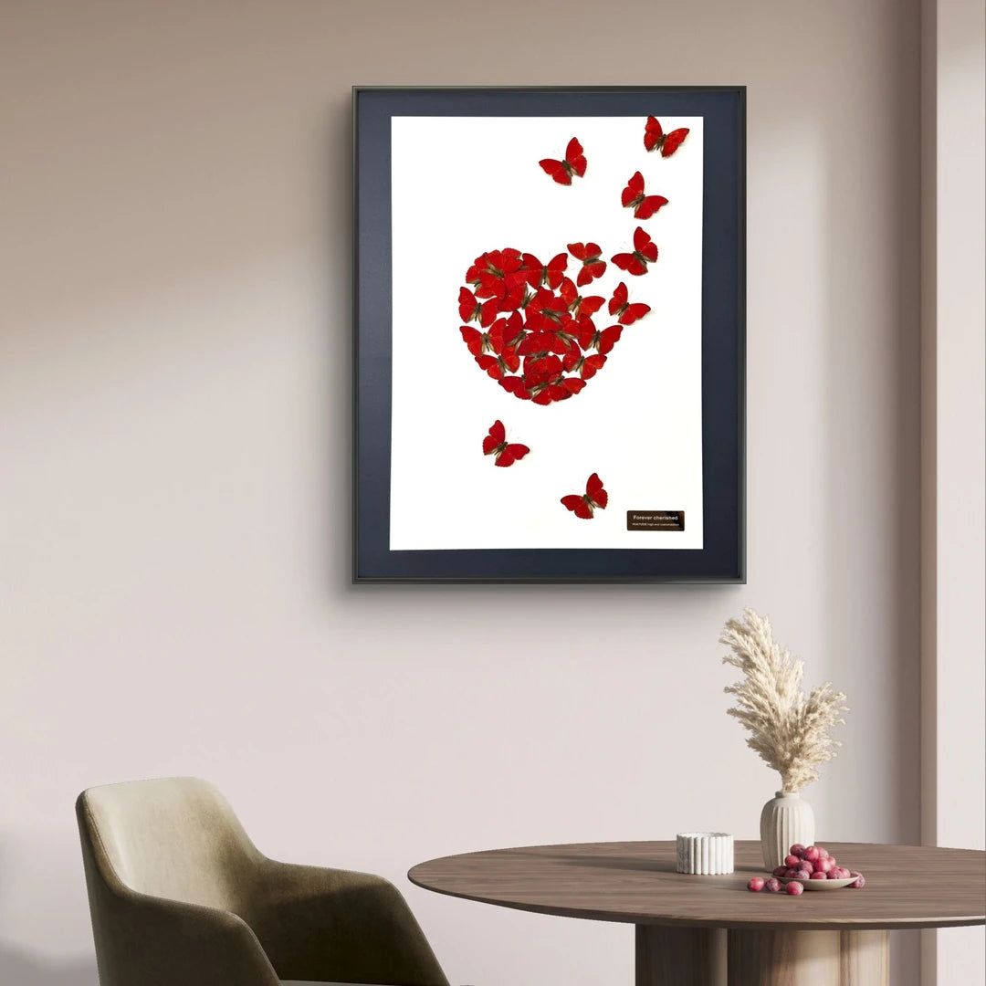FLORAFLY "Heart in Bloom" luxury-style butterfly wall art real butterfly specimen frame decorative art housewarming gift - image 5