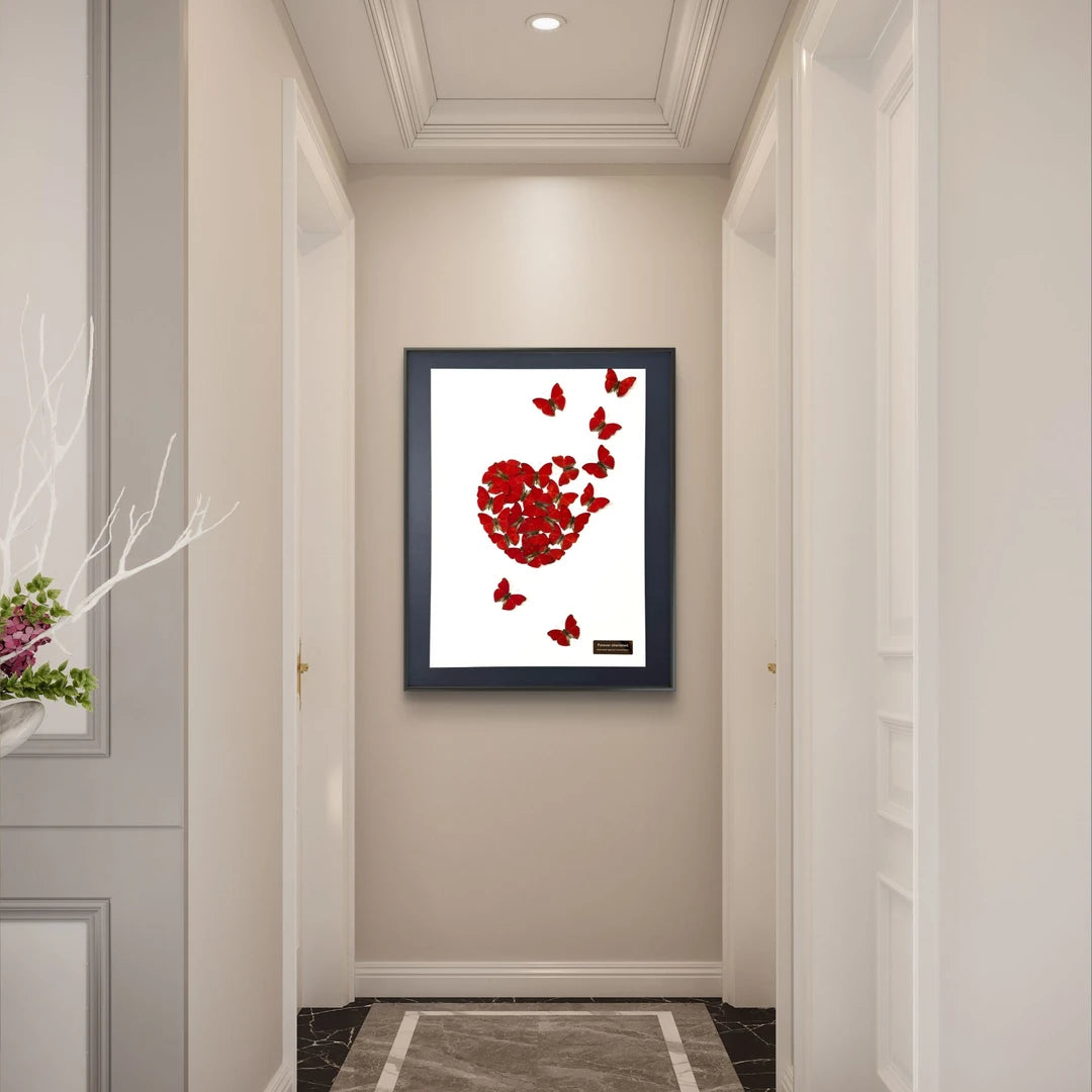 FLORAFLY "Heart in Bloom" luxury-style butterfly wall art real butterfly specimen frame decorative art housewarming gift - image 3