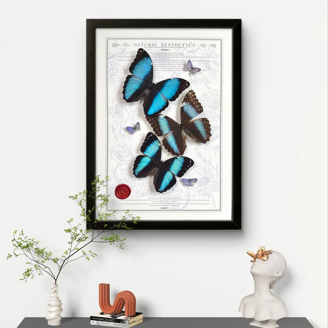 FLORAFLY "Triple Realm" luxury-style butterfly assemblage vertical wood frame real butterfly specimen frame decorative art gift - image 1