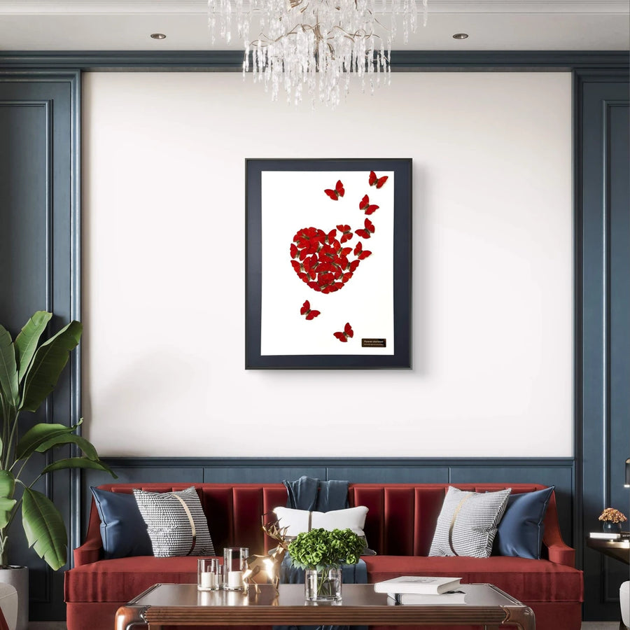 FLORAFLY "Heart in Bloom" luxury-style butterfly wall art real butterfly specimen frame decorative art housewarming gift