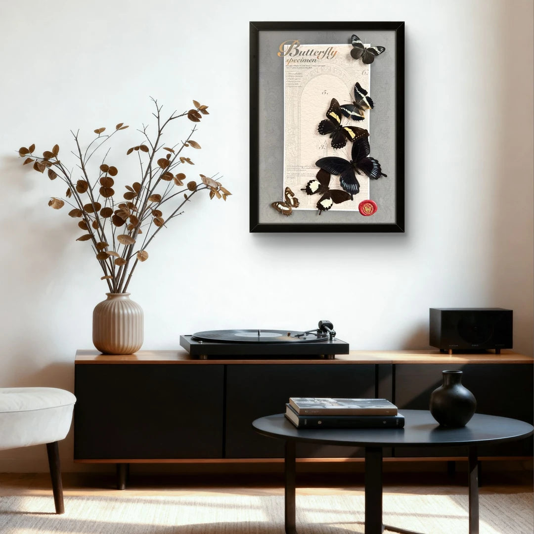 FLORAFLY "Silence of the Night" luxury-style butterfly assemblage vertical wood frame real butterfly picture frame simple decorative art gift - image 4