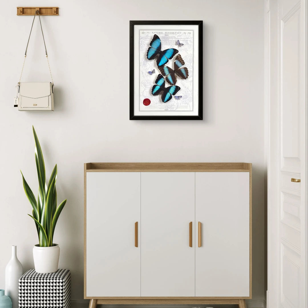 FLORAFLY "Triple Realm" luxury-style butterfly assemblage vertical wood frame real butterfly specimen frame decorative art gift - image 2