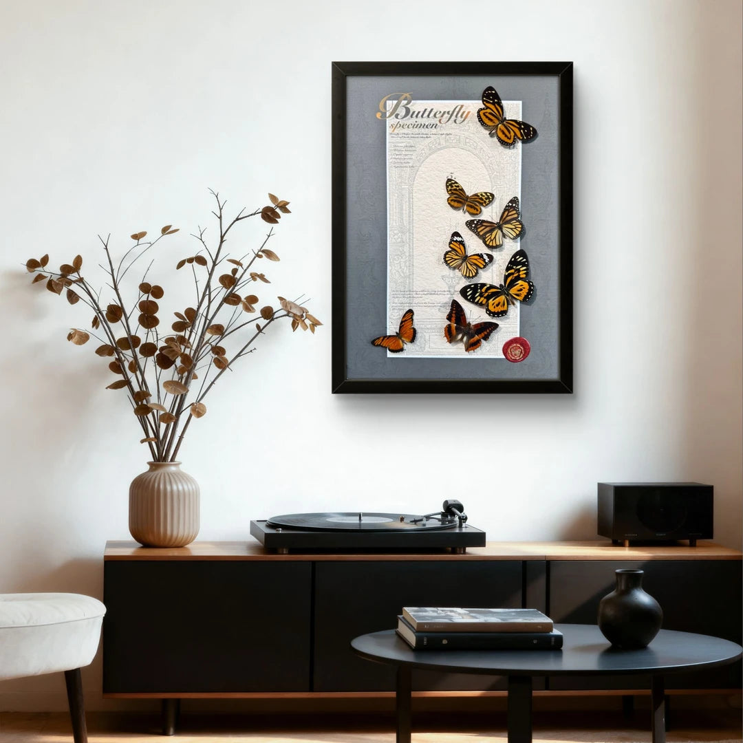FLORAFLY "Autumn" real butterfly specimen porch decoration painting sofa living room shop wall art creative gift - image 1