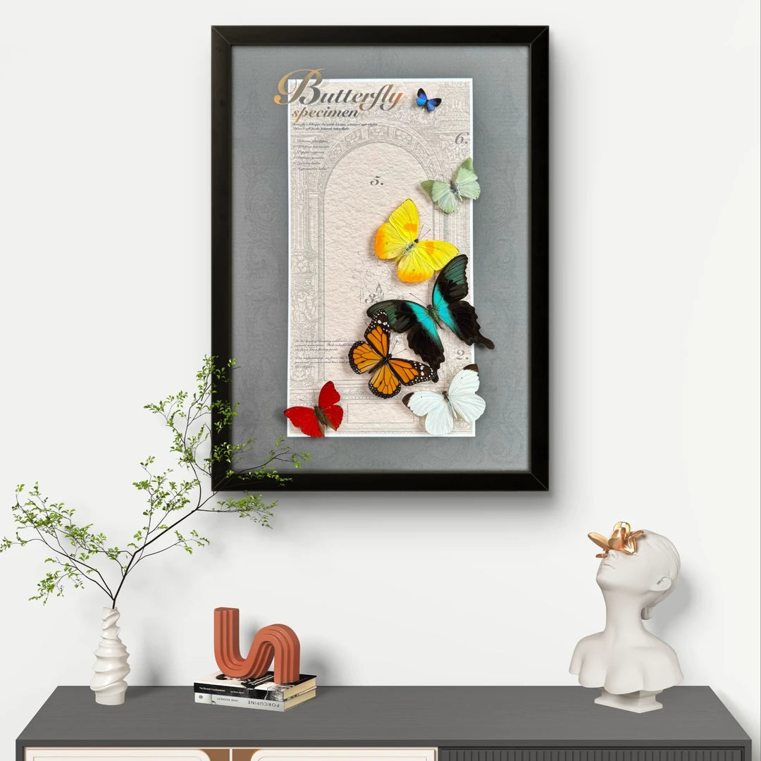 FLORAFLY "Spring" luxury-style butterfly assemblage vertical wood frame real butterfly picture frame simple decorative art gift - image 1