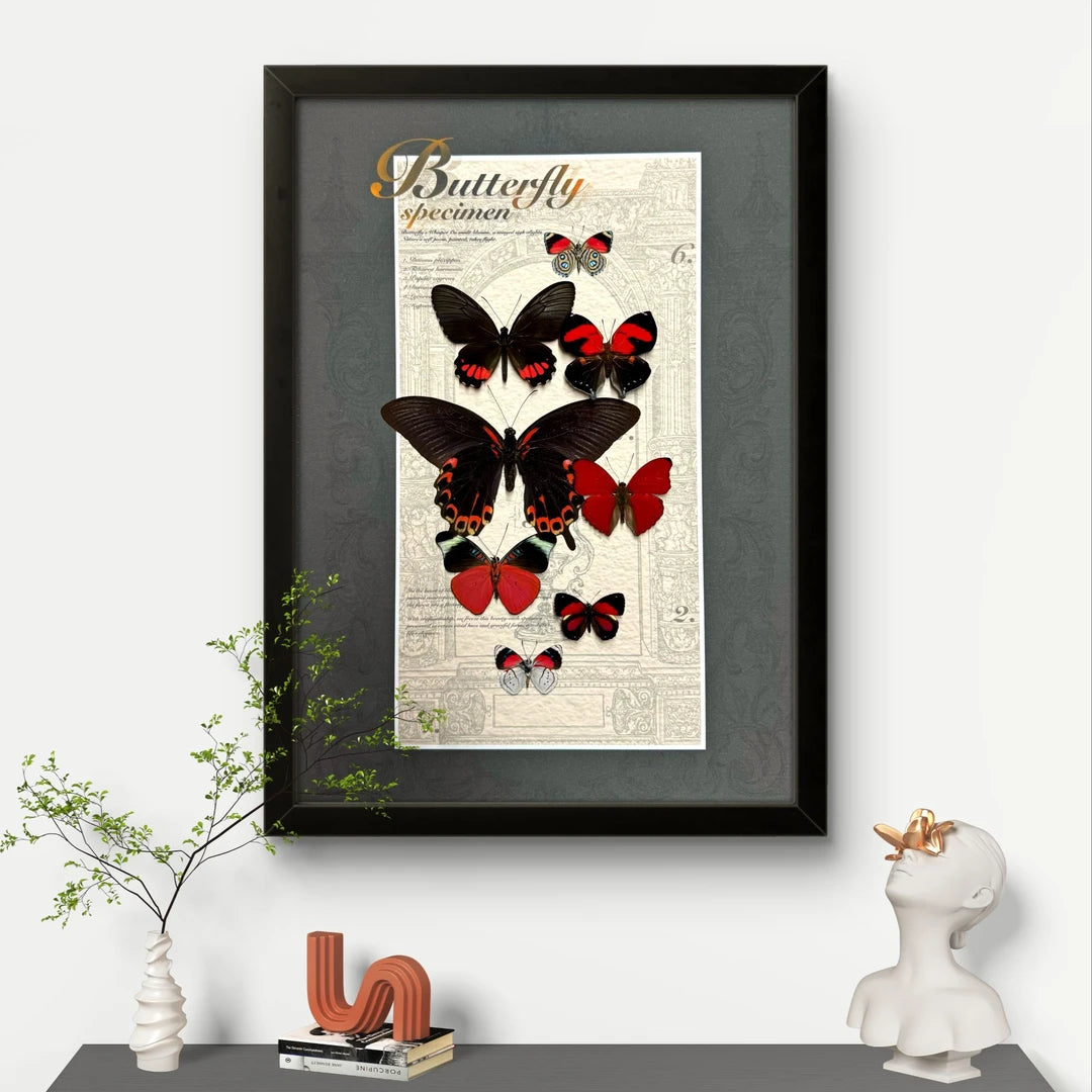 FLORAFLY "Lucky" Italian-style retro butterfly wall art vertical wood frame real butterfly specimen frame decorative art specimen gift - image 1