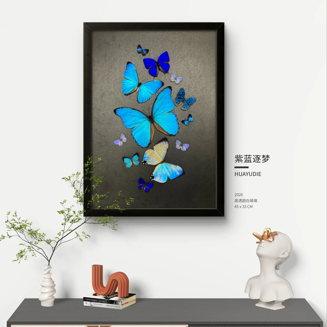 FLORAFLY "Purple and Blue Chasing Dreams" light luxury Italian decorative art living room bedroom entrance simple premium wall art - image 1