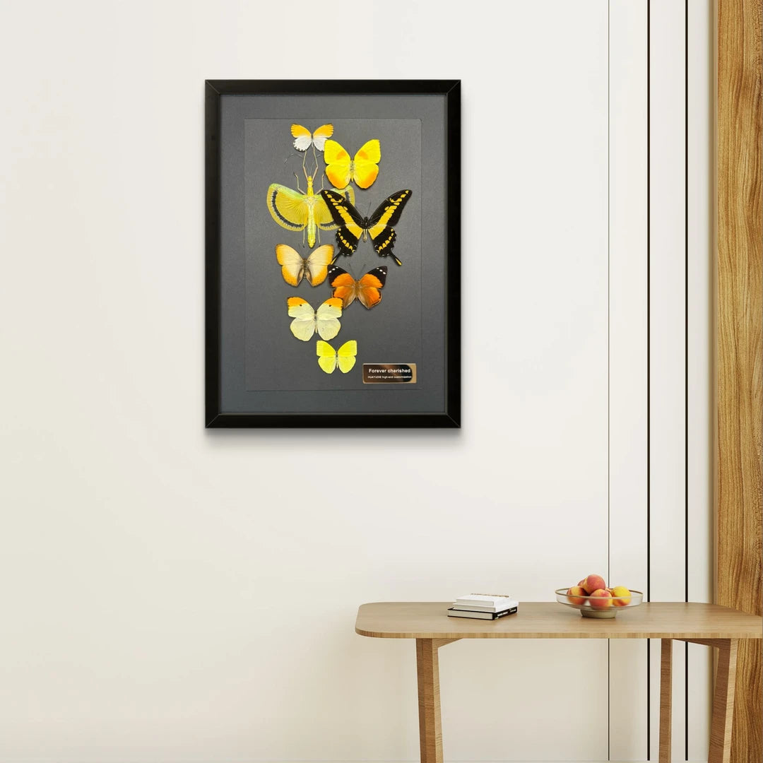 FLORAFLY "Golden Rain Secret Realm" luxury-style butterfly assemblage vertical wood frame real butterfly specimen frame decorative art gift - image 4