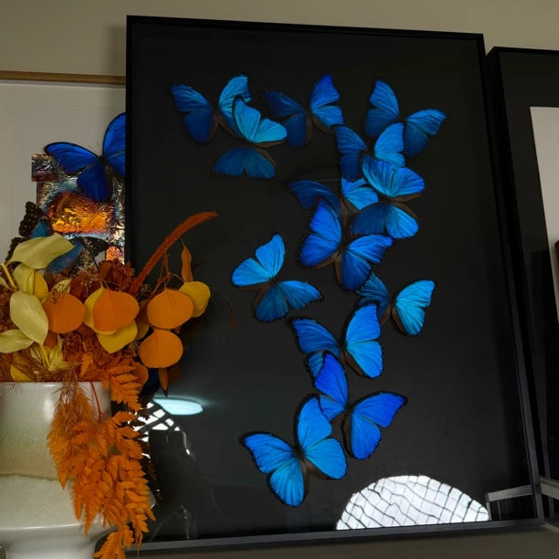 FLORAFLY "Blue Shadow" atmospheric butterfly new bedroom decoration painting living room wall art entrance premium wall art - image 3