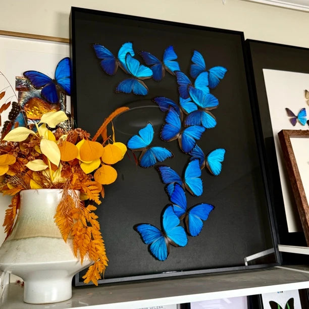 FLORAFLY "Blue Shadow" atmospheric butterfly new bedroom decoration painting living room wall art entrance premium wall art - image 2