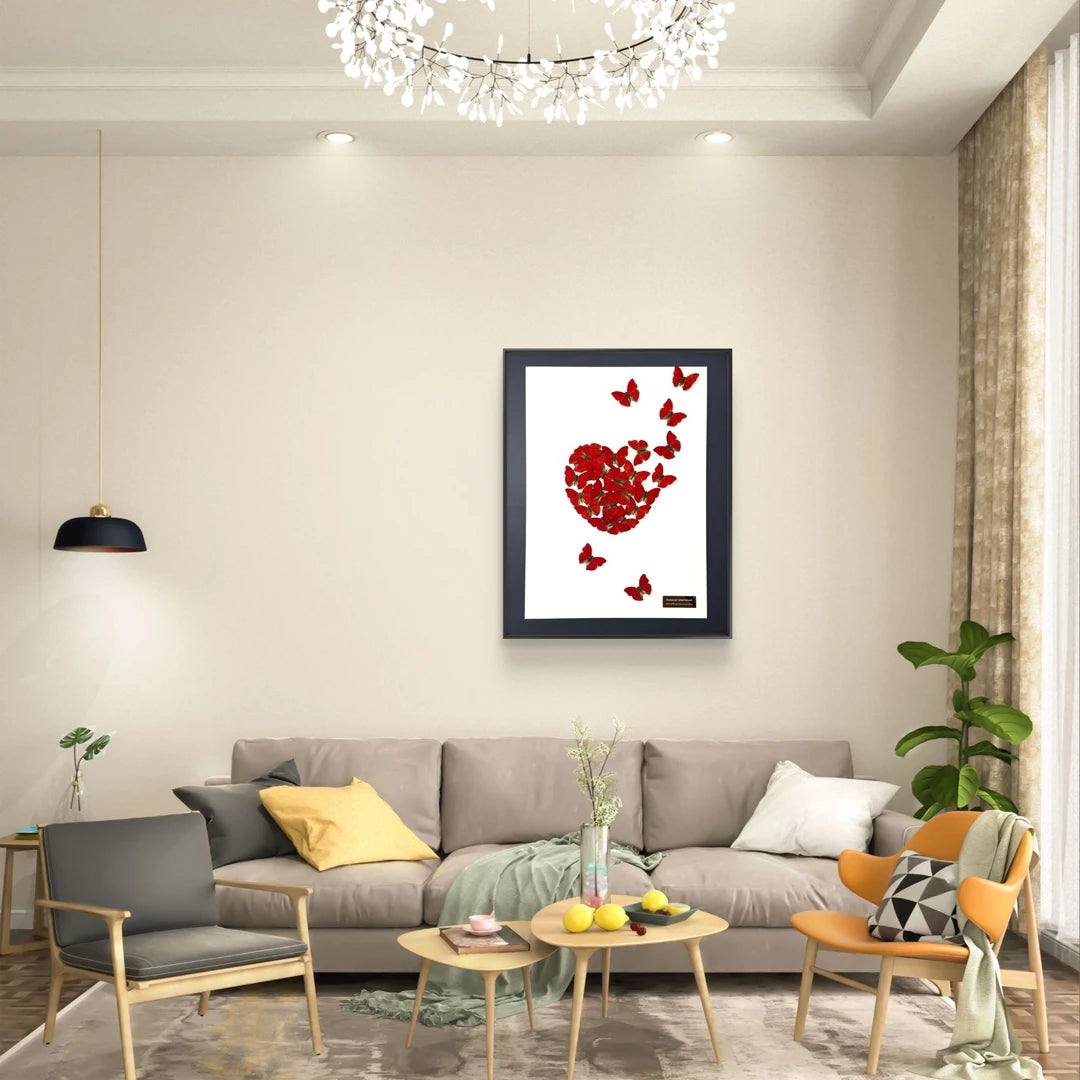 FLORAFLY "Heart in Bloom" luxury-style butterfly wall art real butterfly specimen frame decorative art housewarming gift - image 4