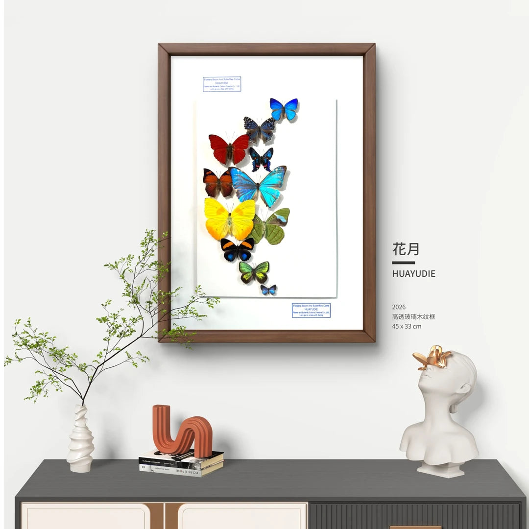 FLORAFLY "Flower Moon" Nordic style butterfly wall art vertical wood frame real butterfly specimen frame decorative art specimen gift - image 1