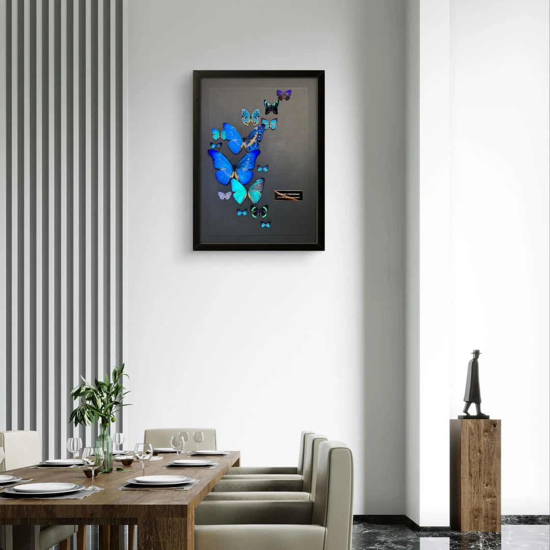 FLORAFLY "Blue Moon" luxury-style butterfly assemblage vertical wood frame real butterfly picture frame simple decorative art gift - image 5